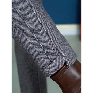 高端毛呢褲子女2025新款爆款春秋款煙管褲中年媽媽小個子九分褲