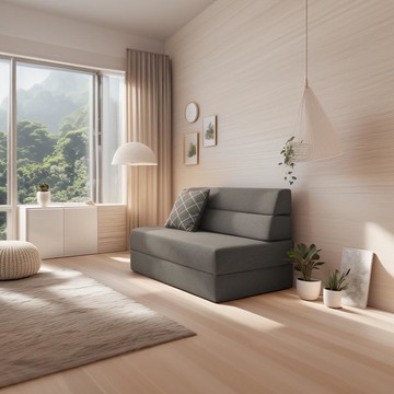 sukwang 麥斯四折HR黃土泡棉折疊床墊 高級款  炭灰色  單人  18cm