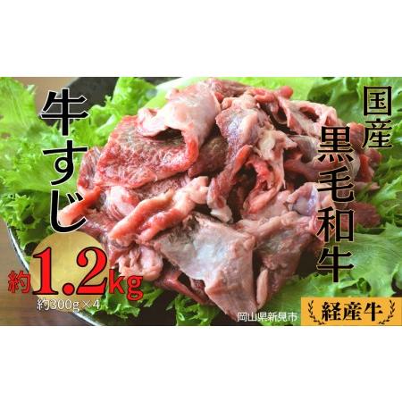 ふるさと納税 国産 黒毛和牛 経産牛 牛肉すじ(約1.2kg) 岡山県新見市