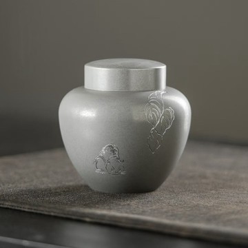 錫罐茶葉罐 仿古純錫密封儲茶罐 小號便攜小茶倉 默灰無事茶倉