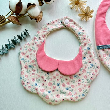 領子小花兜/韓國粉紅小花布/小花兜/花兜