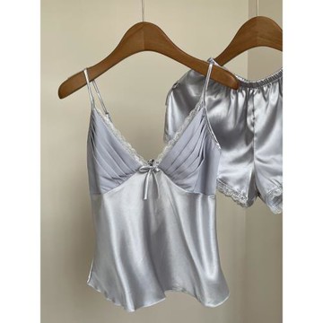 純欲風性感睡衣女款夏季2025新款冰絲綢高級感吊帶短褲套裝家居服