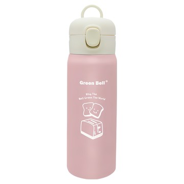 Green Bell 綠貝 抗菌萌童保溫杯  420ml 兒童專用 彈蓋吸管式  粉色  1個