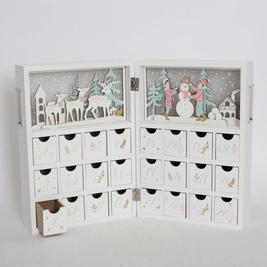 Wooden Advent Calendar Book with LED lighting for Adults Winter Scene Filla