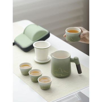 旅行茶具套裝便攜式戶外露營泡茶一壺四杯個人專用功夫茶杯快客杯