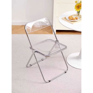亞克力椅子透明凳子靠背折疊椅服裝店網紅餐廳椅商用奶茶店拍照椅