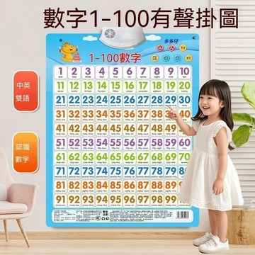 🚄臺灣夯貨+99免運🌞兒童數字掛圖1到100認知早教有聲幼兒識字點讀發聲寶寶拼音卡片 07KJ