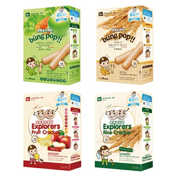 米大師 寶寶糙棒棒-生機糙米 (14支入)/青蘋果、蘿蔔 (14支入)/探索者水果餅-蘋果、香蕉 (40g)【德芳保健藥妝】