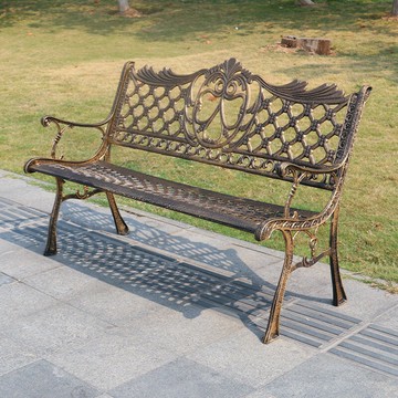 全鑄鐵戶外公園椅長椅鐵藝長條椅庭院休閑防腐靠背廣場室外休閑椅