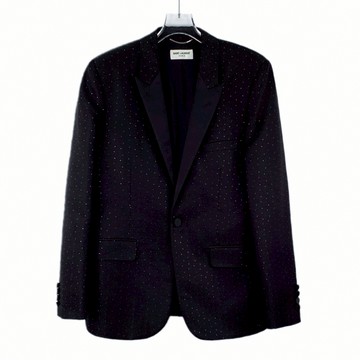 (L) ysl質感西裝長袖點點黑色外套