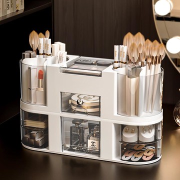 【台灣公司 可打統編】旋轉化妝品收納盒大容量梳妝臺護膚品置物架梳妝臺香水整理架