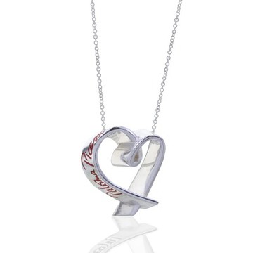 近新品 Tiffany&Co. 蒂芙尼 紅色琺瑯 Loving Heart愛心925純銀項鍊(超大款)