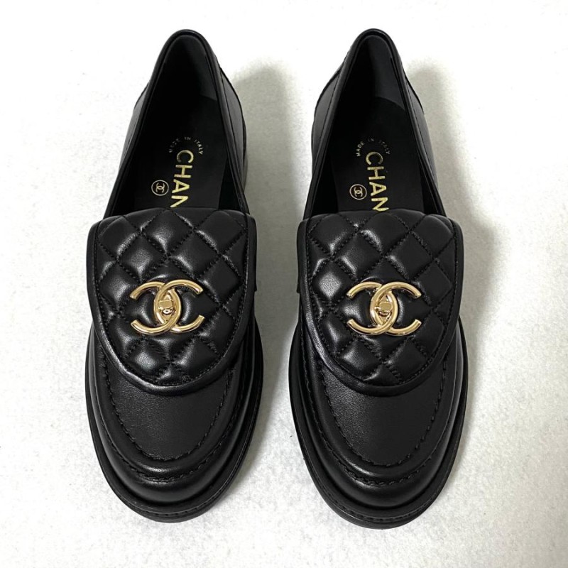 CHANEL シャネル 厚底 ローファー マトラッセ ココマークi10332-