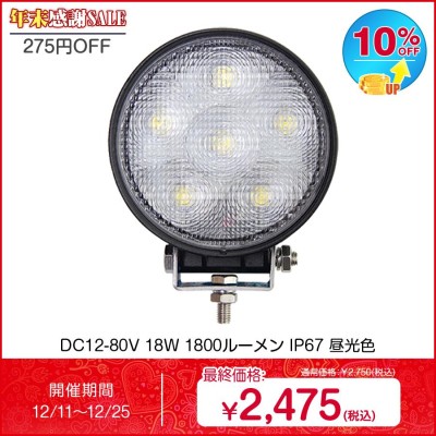 作業灯 led 12v 集光 狭角 スポット 前照灯 丸型 128w クリア保護