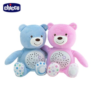 Chicco-彩虹投射甜蜜晚安熊-粉紅/粉藍