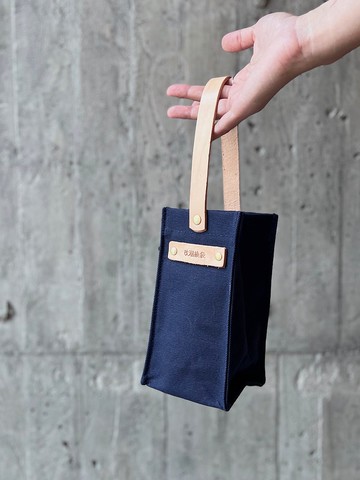 皮帆隨身帶 深藍 飲料袋/隨身袋/杯套/杯袋/帆布袋 可裝手機錢包