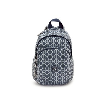 藍灰老花拉鍊式小巧收納後背包-DELIA MINI