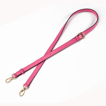 適用MK蔻馳包包斜挎包帶子荔枝紋玫梅粉色可調節真皮1.8寬黑扣40