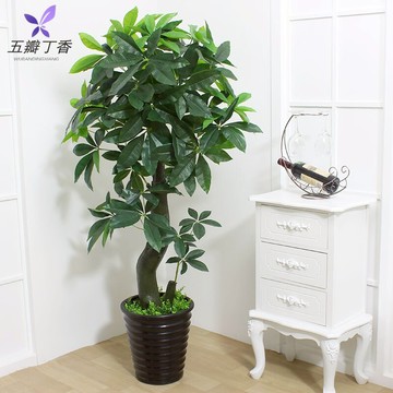 假樹仿真發財樹盆栽客廳綠植大型植物盆景室內裝飾滴水觀音塑料花