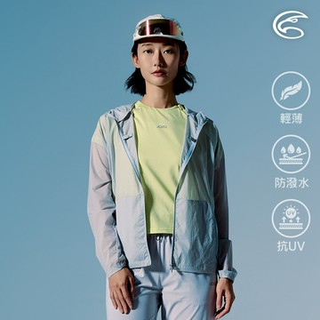 ADISI 女輕肌感超撥水抗風透氣野跑連帽外套(可自體收納) AJ2611076 淺灰 (M-2XL)