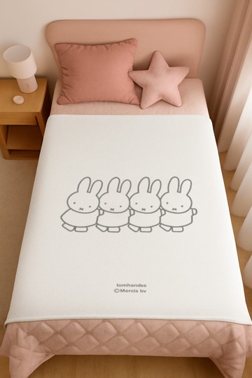 【Pinkoi x miffy】單人法蘭絨小毛氈/冷氣被*白*