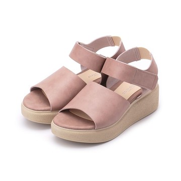 partir d abord 寬帶魔鬼氈厚底涼鞋 粉 83211 女鞋