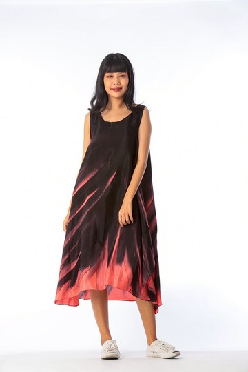 Dress Hand Paint Soft Cotton Silk for Yoga Vacation Holidays