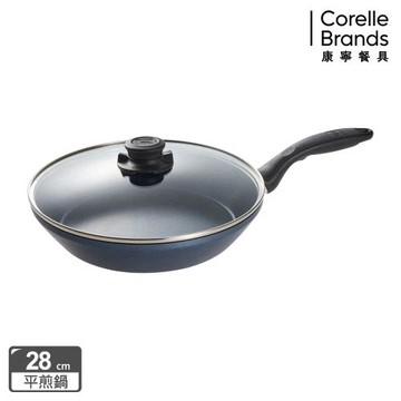 【美國康寧】WORLD KITCHEN 大金藍寶石鑄造不沾平煎鍋28cm(含蓋)