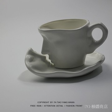 ✨可開發票#髮條傢!無聊瞭親一口喝一口!3件套!盃子+墊子+勺!歐式ins風高顔值#免運