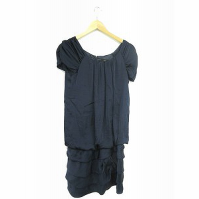 中古 ルビーリベット Rubyrivet ワンピース ひざ丈 ティアード 半袖 38 紺 ネイビー Yt81 レディース 通販 Lineポイント最大1 0 Get Lineショッピング