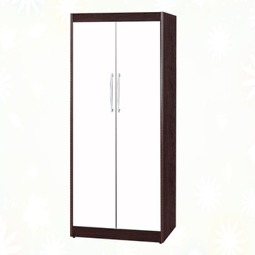 文創集 南亞塑鋼 雪菲多彩2.8尺二門內雙吊桿塑鋼高衣櫃(二色可選)-85.4x61x200cm免組