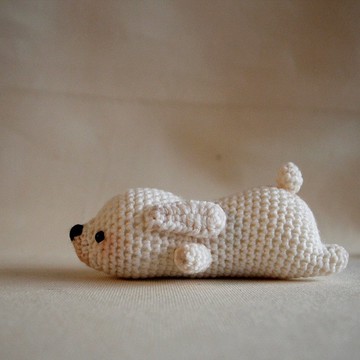 手鉤玩偶 毛線動物 懶骨頭動物 白色小兔