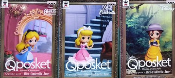 日版 Qposket petit 愛麗絲 灰姑娘 仙度瑞拉 珍妮 一套三款 約7公分高 迪士尼 公仔 posket