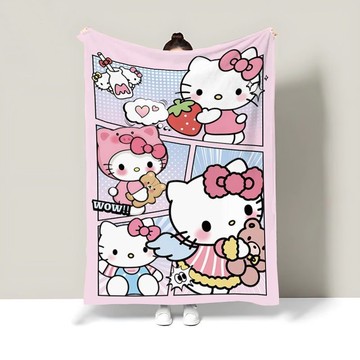 【臺灣-出貨】🚀可愛kitty貓法蘭絨毛毯辦公室披肩午睡空調毯學生宿捨沙髮蓋毯幼稚園卡通加厚毛毯披肩毯午睡毯睡毯 02E