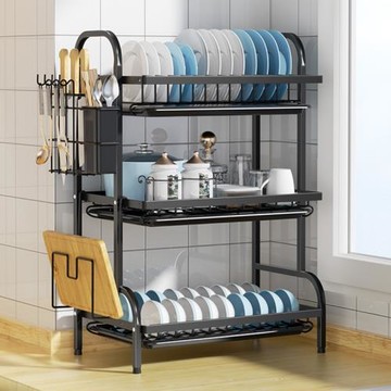 廚房置物架放碗盤收納瀝水碗架碗碟碗筷多功能碗柜家用不銹鋼架子