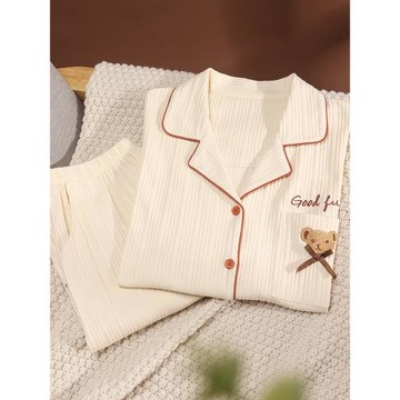 思莉太太睡衣女春秋季長袖薄款韓版ins風小熊純棉可愛家居服套裝