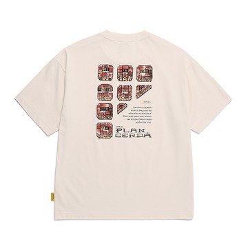 男女同款 CROW COOLMAX 涼感 微寬鬆印花T恤 ｜ 西班牙巴塞隆納 - 淺米色