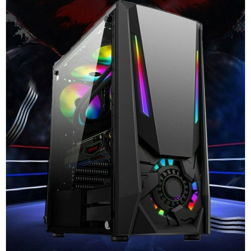 USB3.0 ATXミッドタワーゲーミングPCコンピュータケースLED RGB事前 ...
