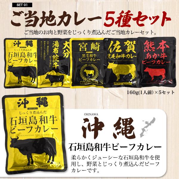 ご当地 ビーフカレー 5種  食べ比べセット (各160g × 5パック)  肉 ブランド牛 レトルト食品 レトルトカレー お惣菜 保存食 一品 常温便配送