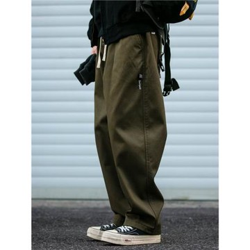 日系復古潮牌工裝褲春夏季重磅休閑褲寬松直筒大碼加肥長褲子男士