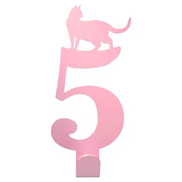 OPUS 東齊金工 當貓咪遇上數字5 歐式貓咪數字掛勾  質感粉色  1個