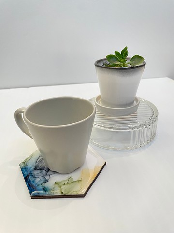 酒精墨水水晶杯墊 設計師手作 獨一無二 生活小物 生日禮物