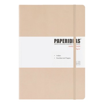 PAPERIDEAS 硬皮筆記本 B5尺寸 188頁 索引 頁碼 兩條絲帶書籤  奶咖色  1本