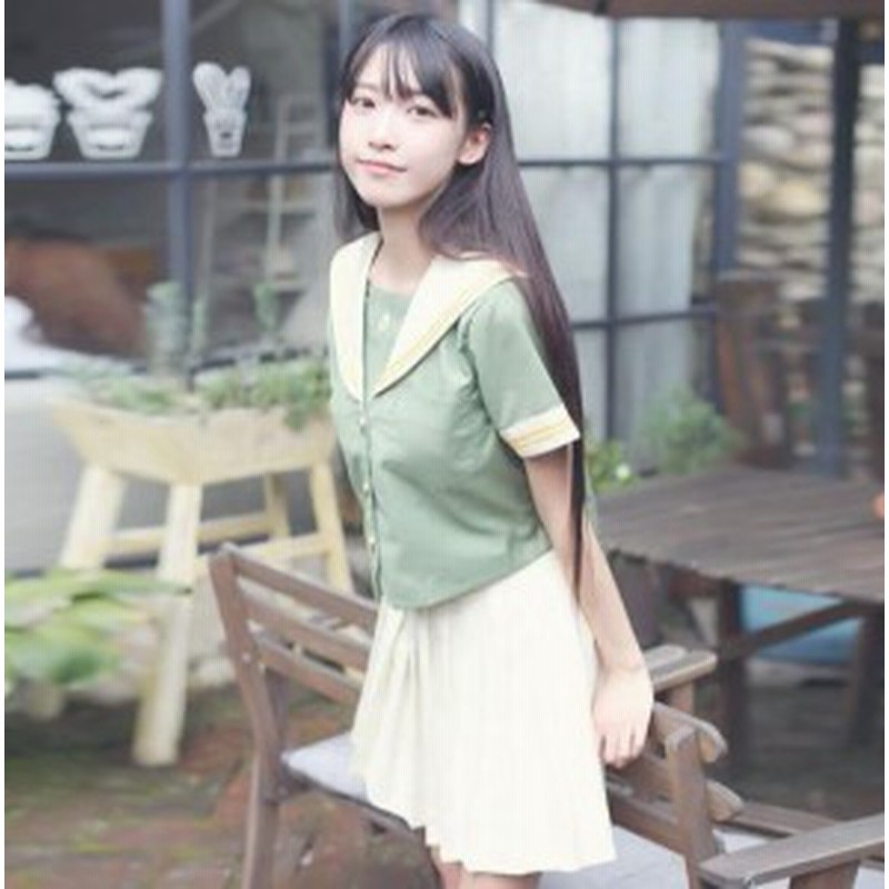 日系セーラー服/半袖団体服/女子学生学園制服/JK制服//プリーツミニ