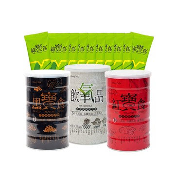 飲氧品600g+黑寶食600g+紅寶食600g+綠寶食10包