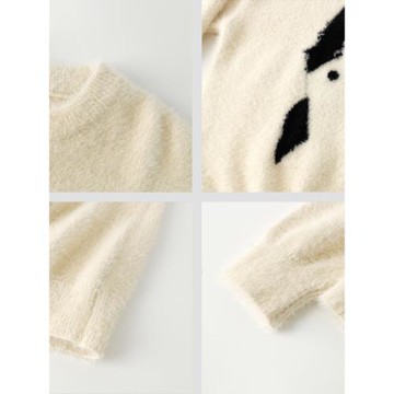 卡通小狗馬海毛針織衫女男秋冬潮牌寬松慵懶風毛衣軟糯保暖打底衫