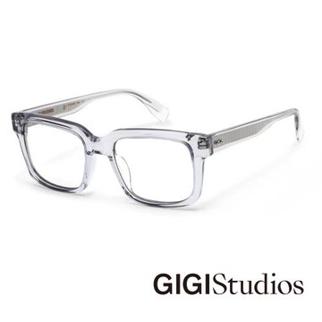 【GIGI Studios】方形立體時尚光學眼鏡(透明灰 - DESCARTES-67812/3)