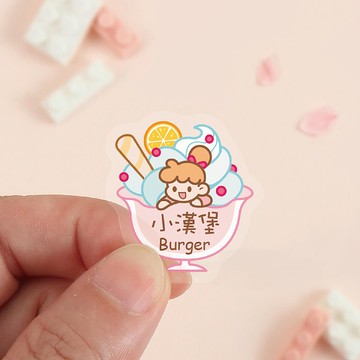 【正版原創】透明感 防水姓名貼-甜點女孩/50入-大小貼透H款