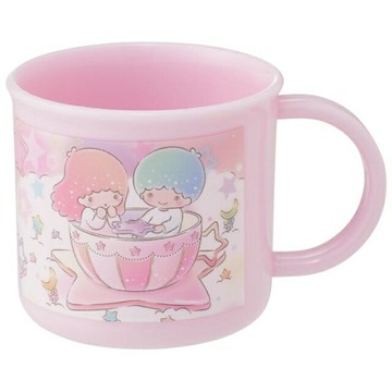 小禮堂 雙子星 兒童單耳塑膠杯 200ml Ag+ (粉旋轉咖啡杯款)