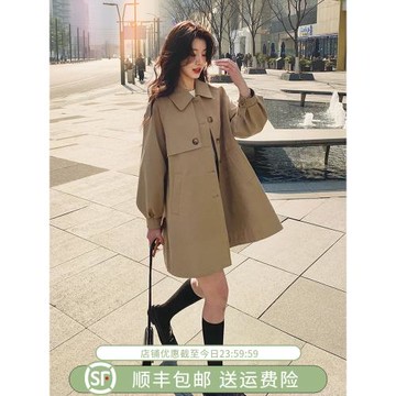 卡其色風衣女春秋2025新款韓系寬松小個子百搭休閑高級感鹽系外套